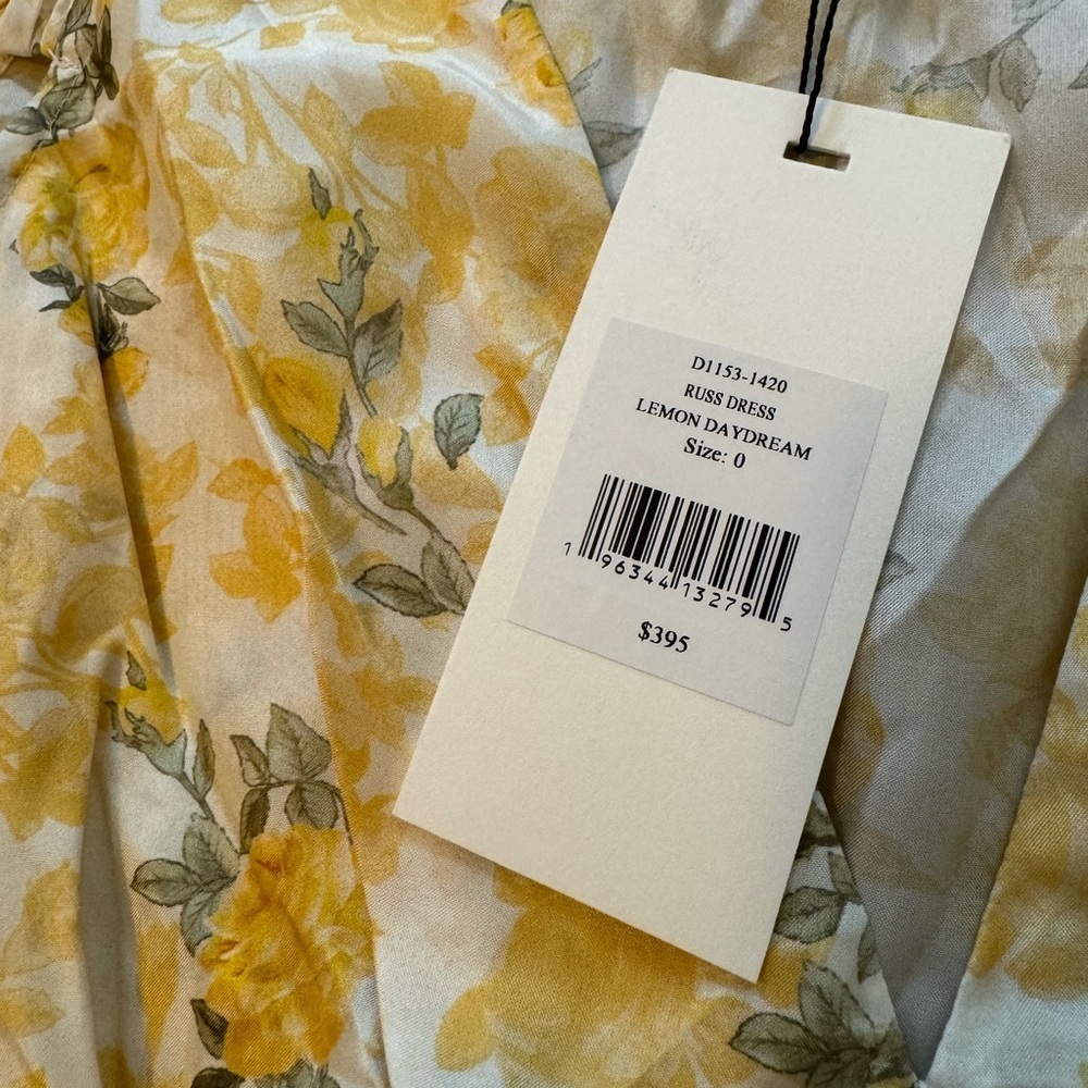 LoveShackFancy Russ Silk Floral Puff Sleeve Dress - Picture 6 of 6